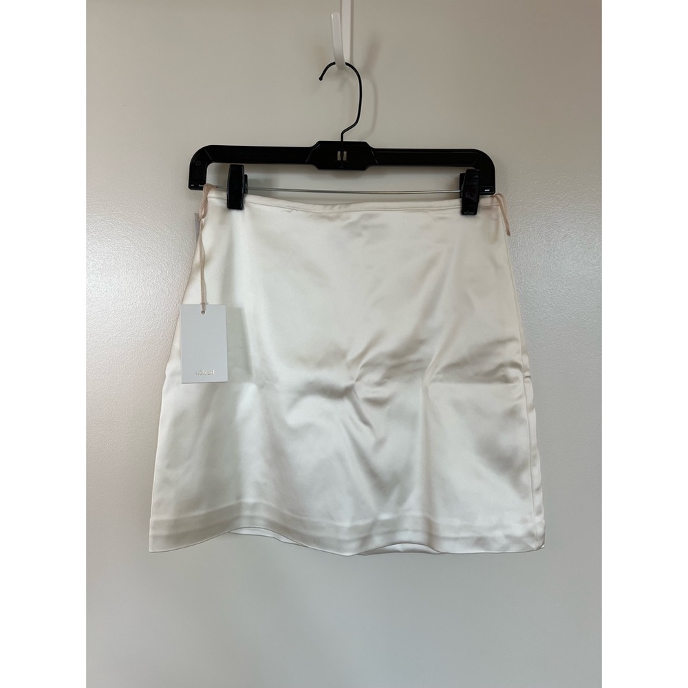 Wilfred, new with tags, white silk mini skirt
